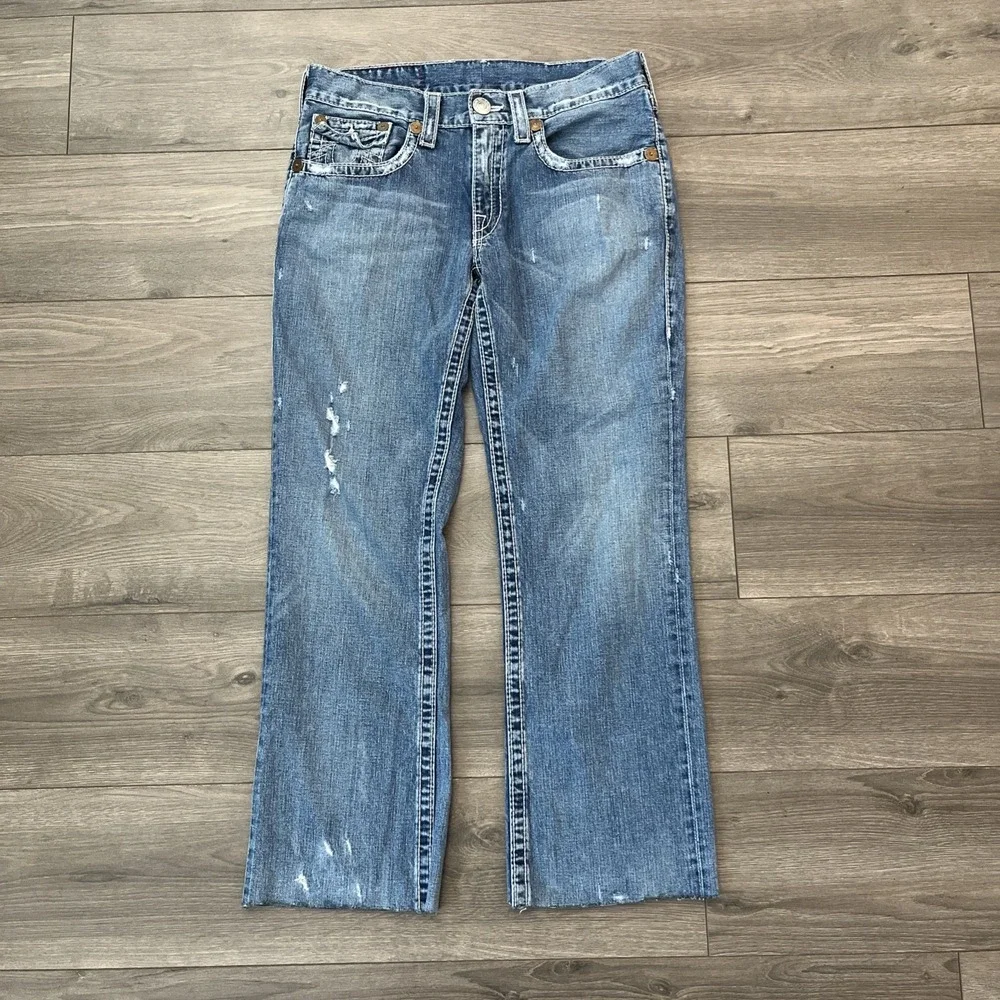 True Religion Jeans Billy Big T Mens 34x30 Blue Denim Distressed Style